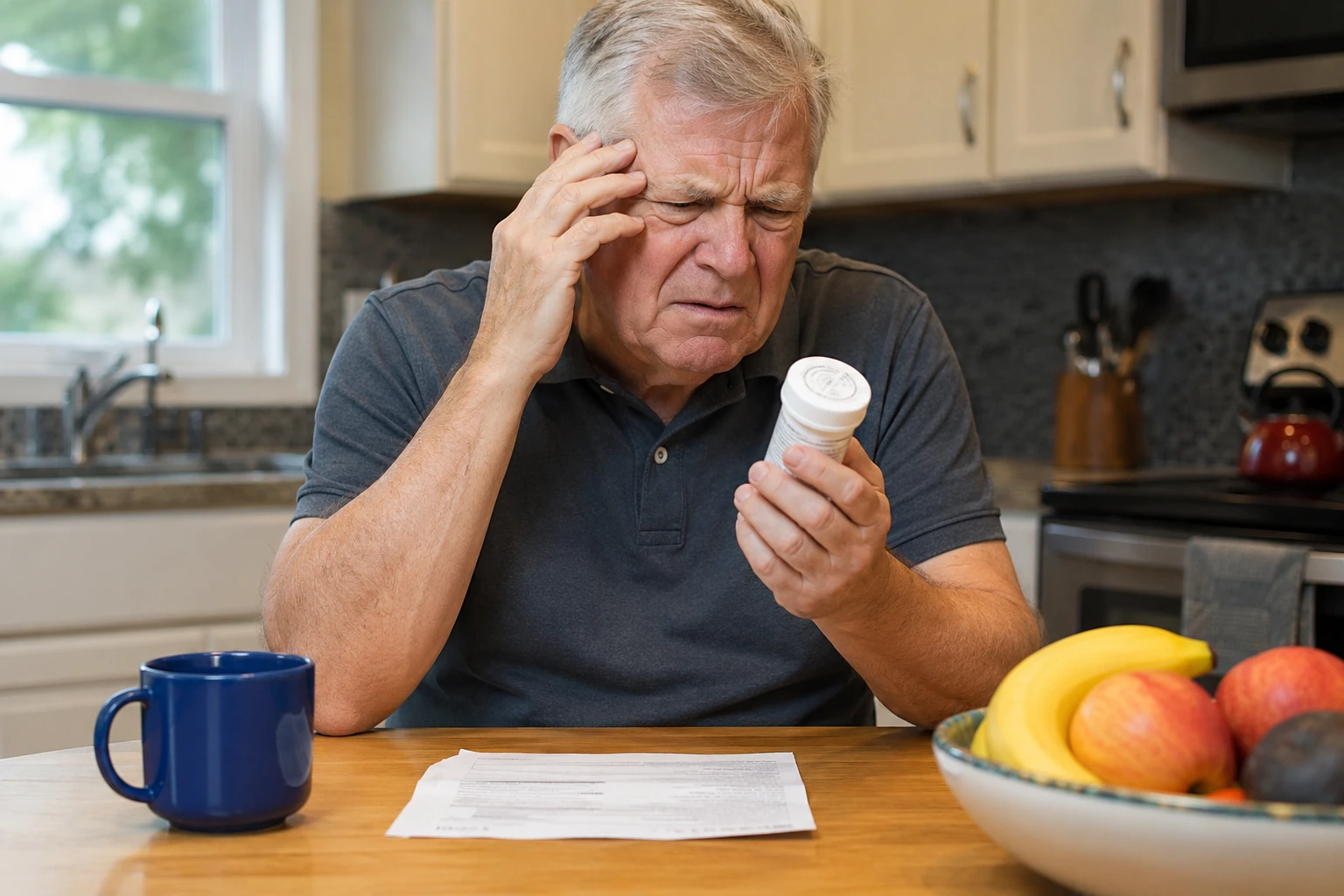 Older adult struggling to read small print